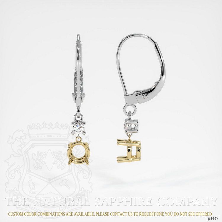 14K Yellow & White Accent Stones Earring Setting