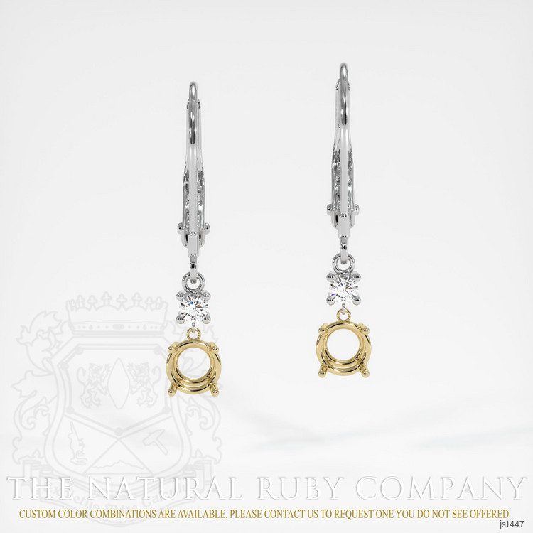 14K Yellow & White Accent Stones Earring Setting