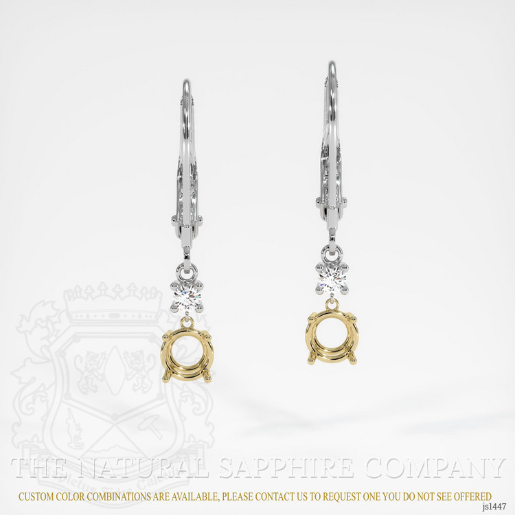 14K Yellow & White Accent Stones Earring Setting