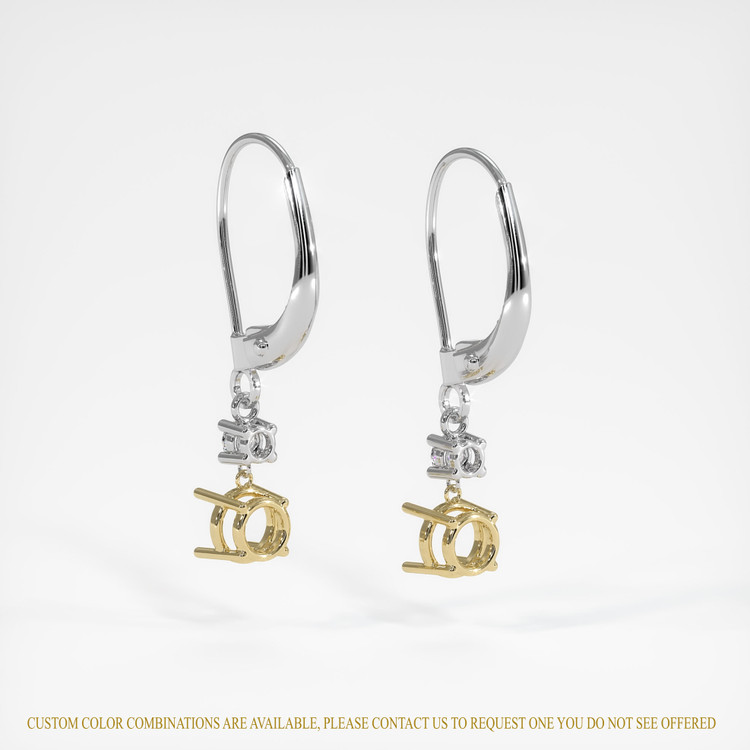 14K Yellow & White Accent Stones Earring Setting