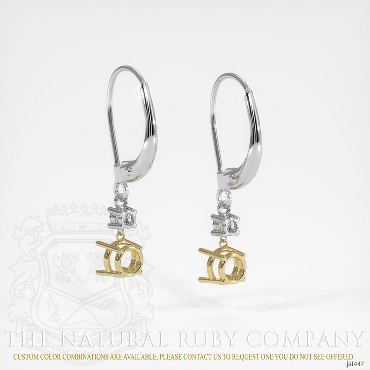 14K Yellow & White Accent Stones Earring Setting