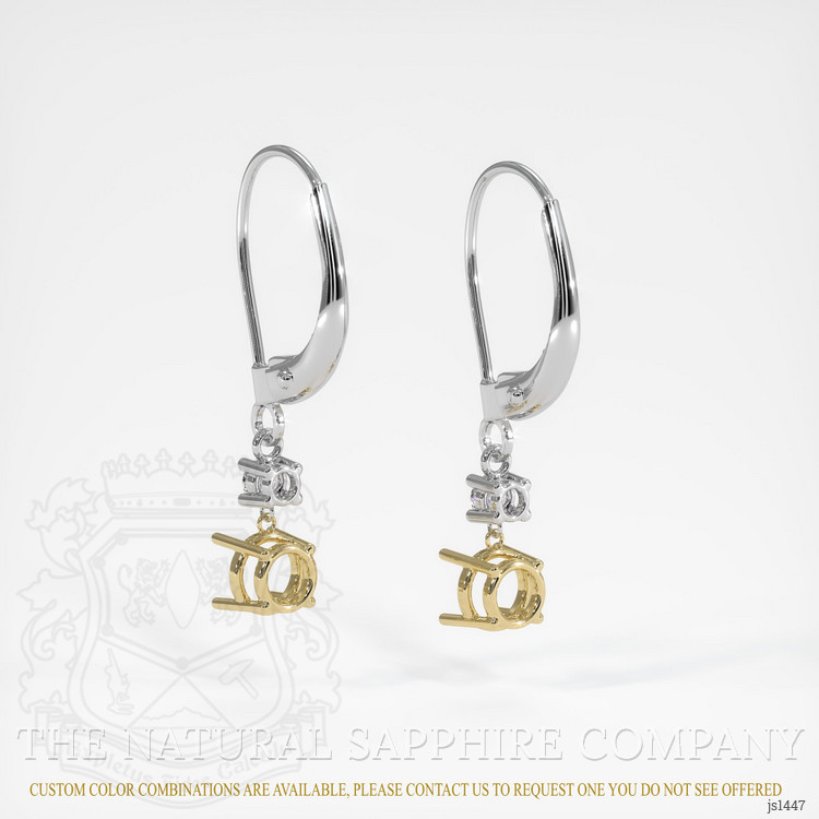 14K Yellow & White Accent Stones Earring Setting