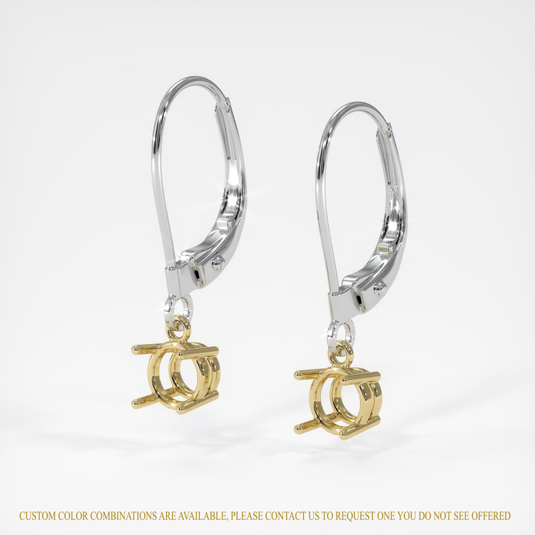 14K Yellow & White Drops Earring Setting