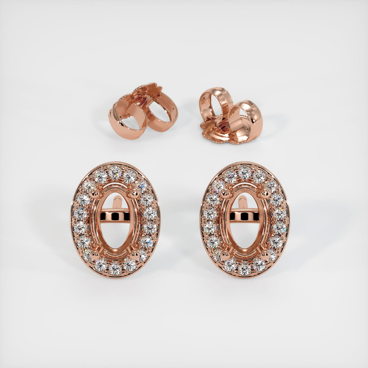 14K Rose Gold Studs Earring Setting