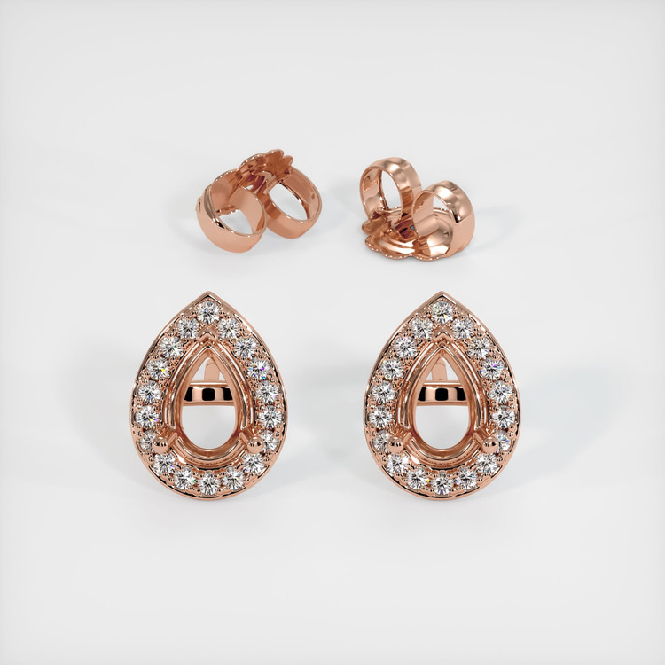 14K Rose Gold Studs Earring Setting