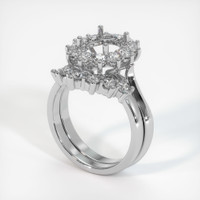 Antique Style Bluish Green Sapphire Ring 0.58 Ct., 14K White Gold Combination Setting