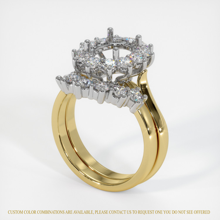 14K White & Yellow Antique Style Ring Setting