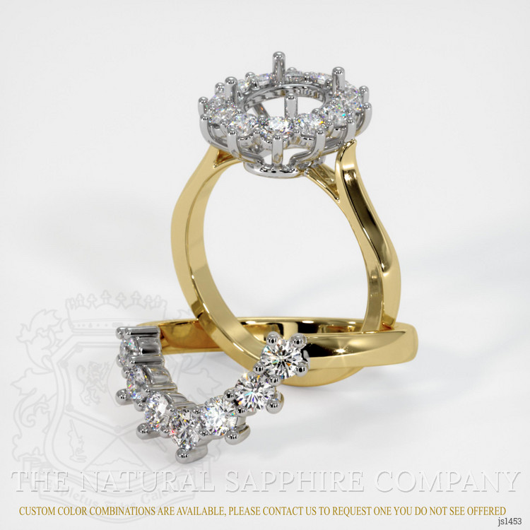 18K White & Yellow Antique Style Ring Setting