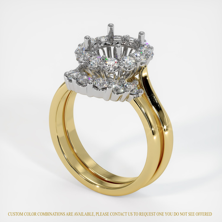 14K White & Yellow Antique Style Ring Setting