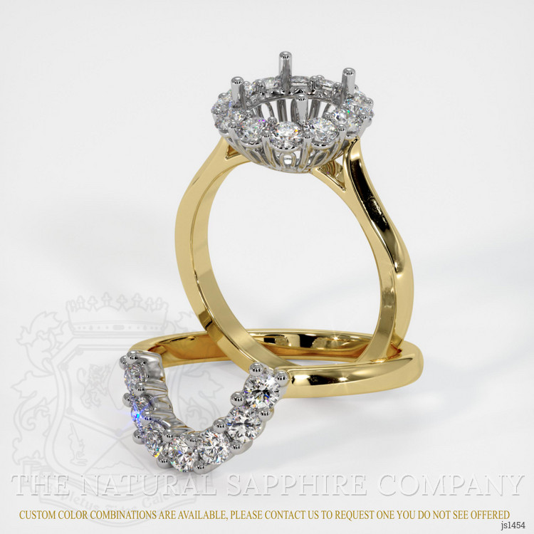 14K White & Yellow Antique Style Ring Setting