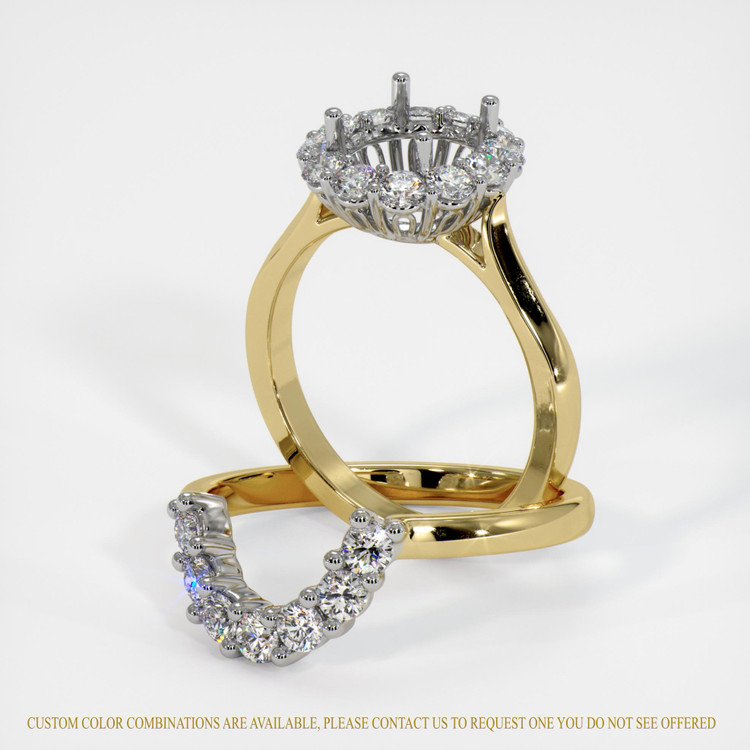 14K White & Yellow Antique Style Ring Setting