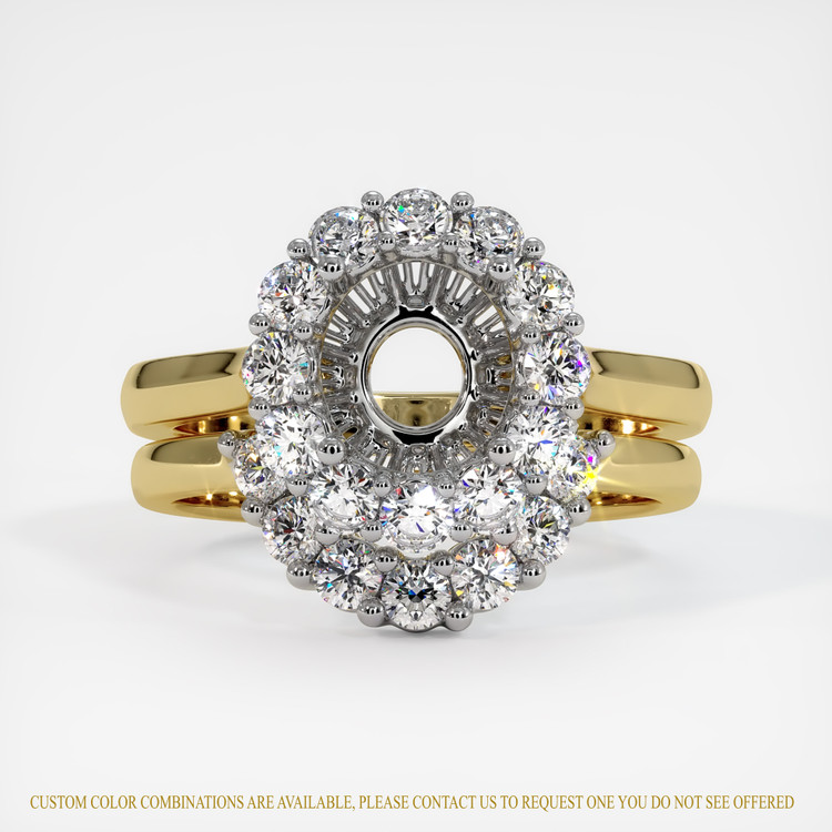 18K White & Yellow Antique Style Ring Setting