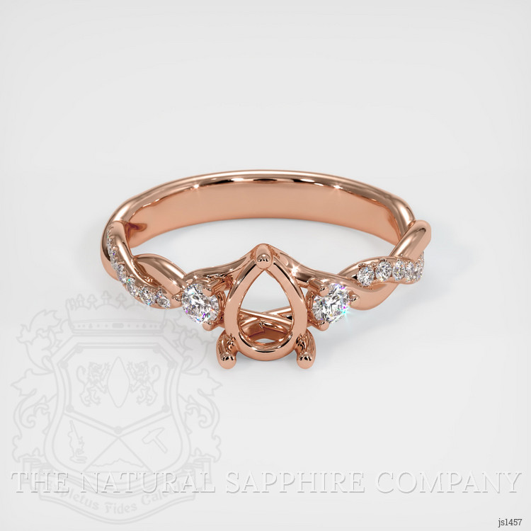 14K Rose Gold Three Stone Ring Setting