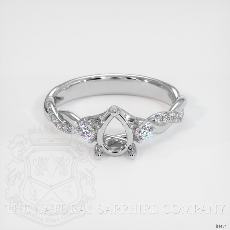 14K White Gold Three Stone Ring Setting