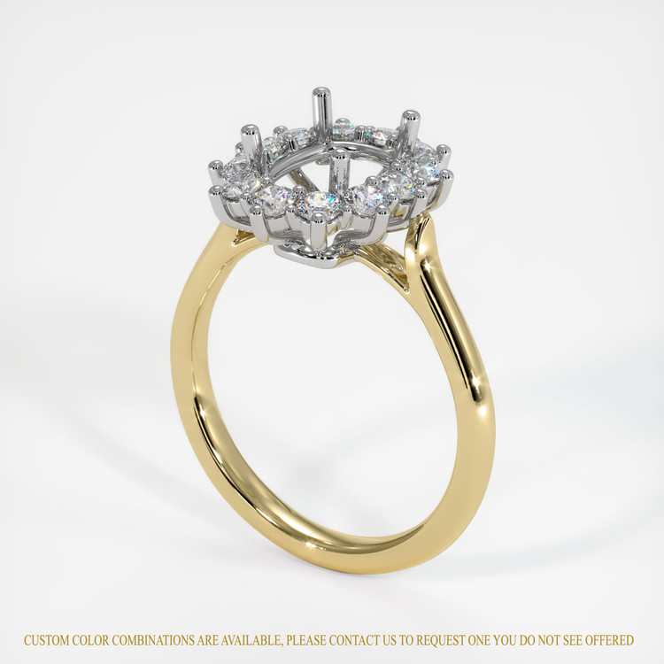 14K White & Yellow Antique Style Ring Setting