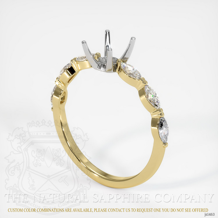 14K White & Yellow Accent Stones Ring Setting