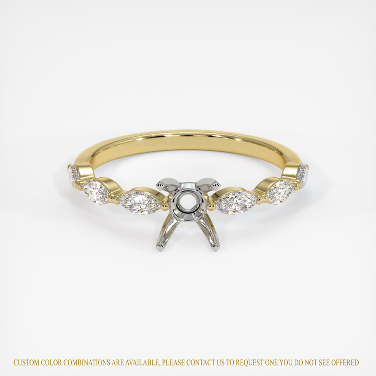 14K White & Yellow Accent Stones Ring Setting