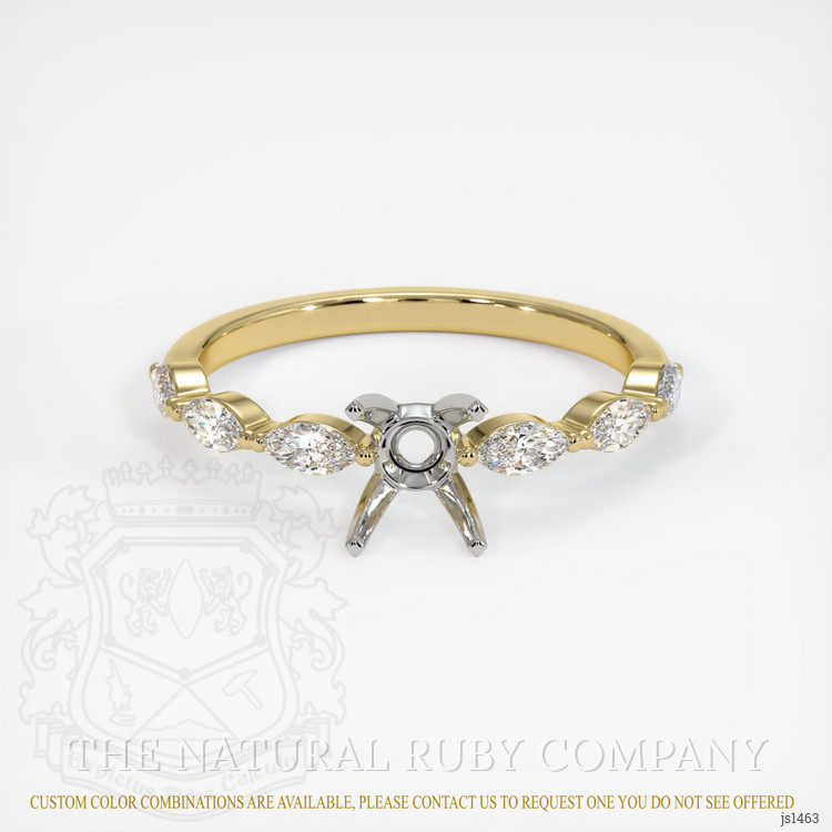 14K White & Yellow Accent Stones Ring Setting