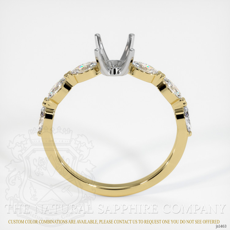 14K White & Yellow Accent Stones Ring Setting