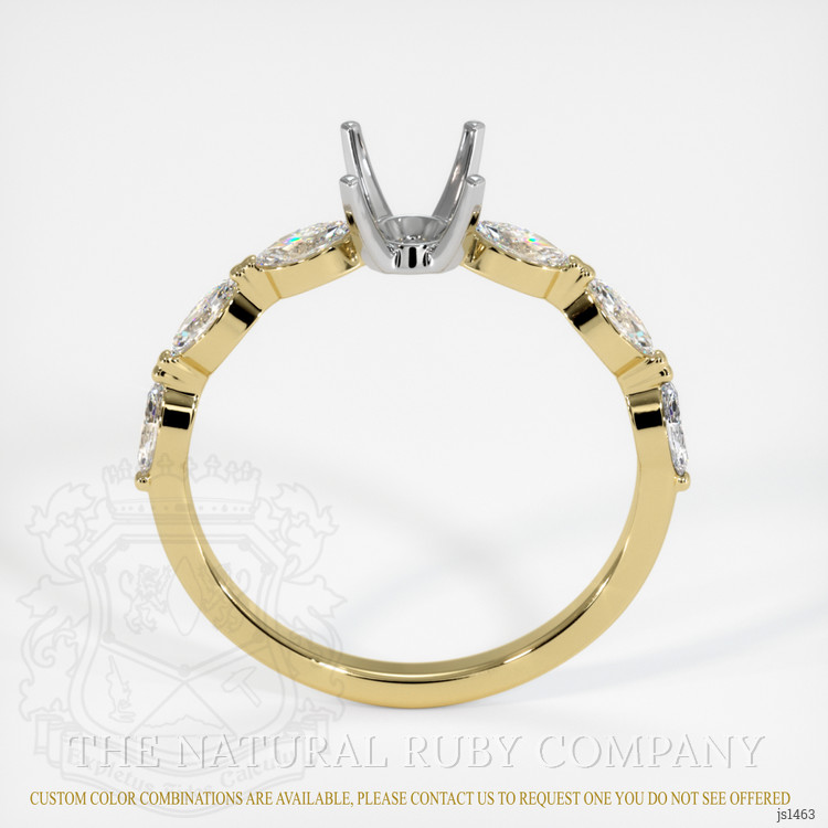 14K White & Yellow Accent Stones Ring Setting