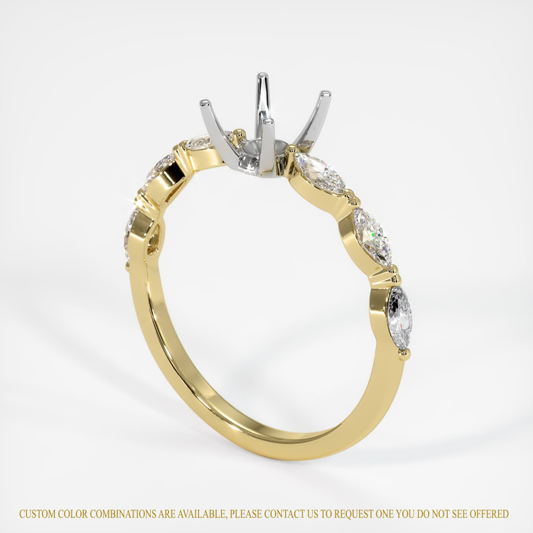 18K White & Yellow Accent Stones Ring Setting