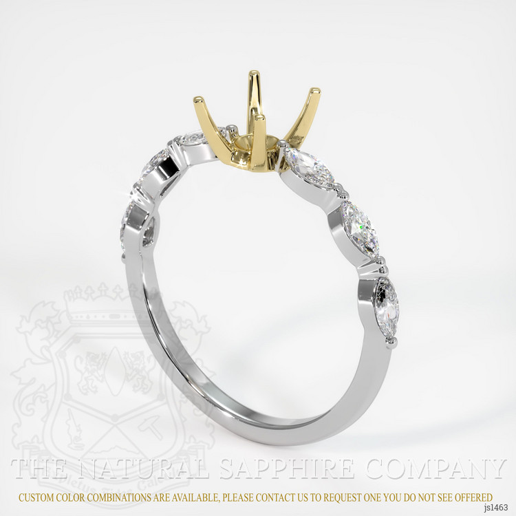 18K Yellow & White Accent Stones Ring Setting