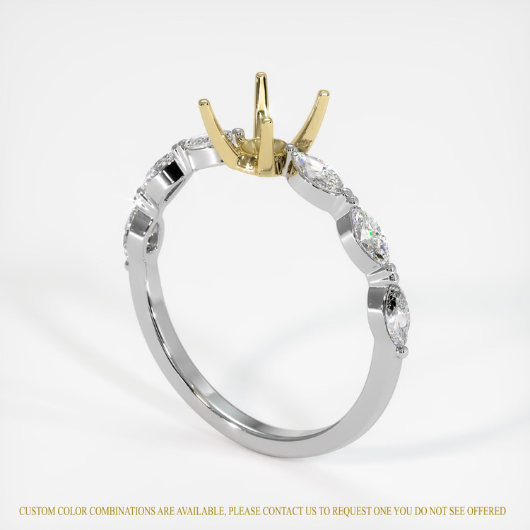 18K Yellow & White Accent Stones Ring Setting