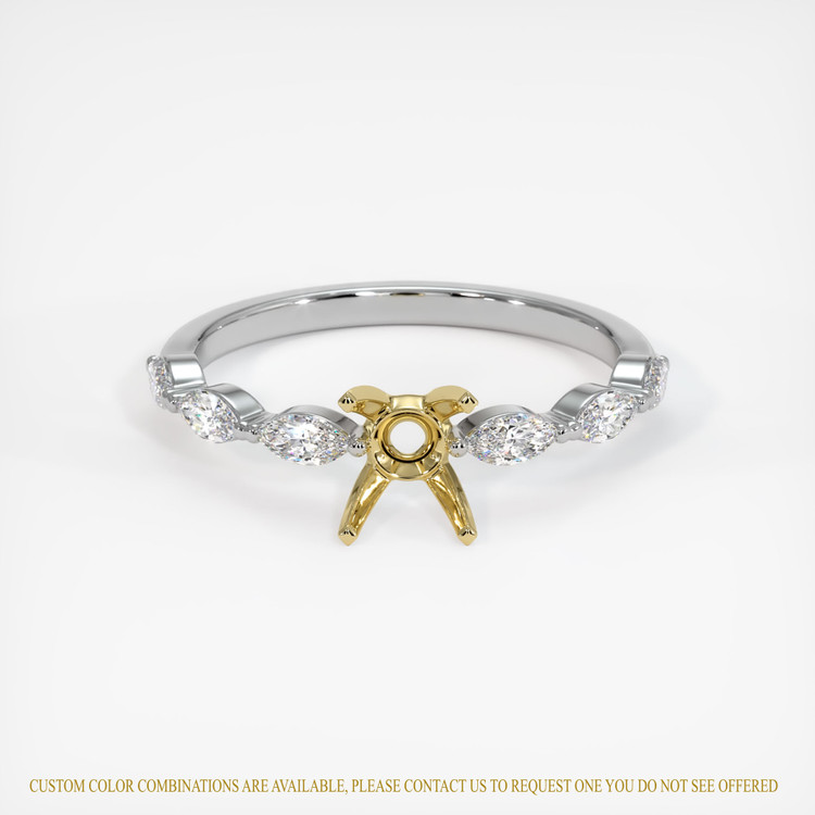 18K Yellow & White Accent Stones Ring Setting