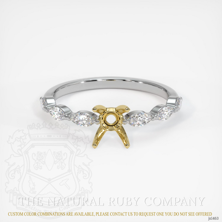 18K Yellow & White Accent Stones Ring Setting