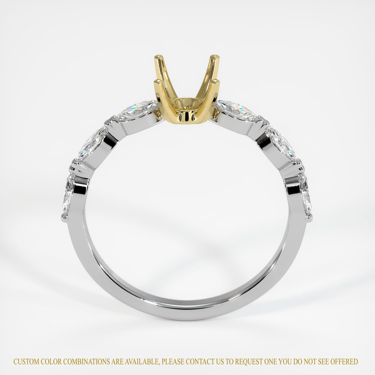 18K Yellow & White Accent Stones Ring Setting