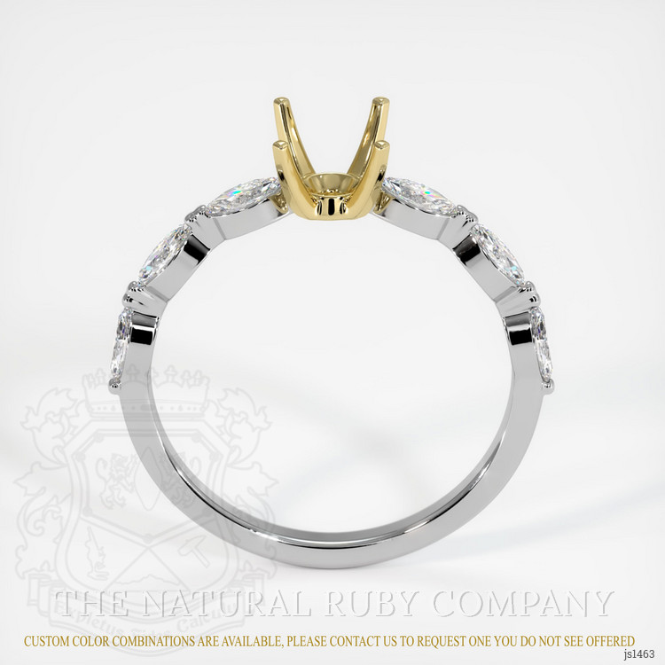 18K Yellow & White Accent Stones Ring Setting