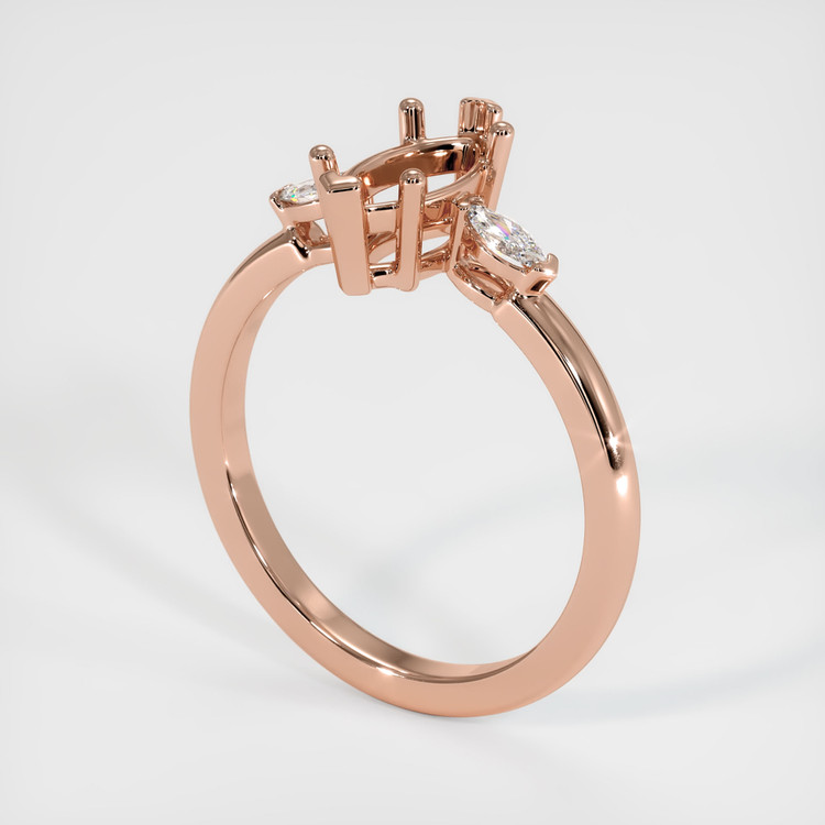 14K Rose Gold Three Stone Ring Setting