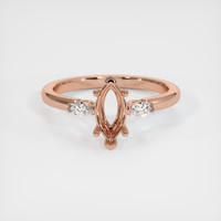 14K Rose Gold Three Stone Ring Setting Image