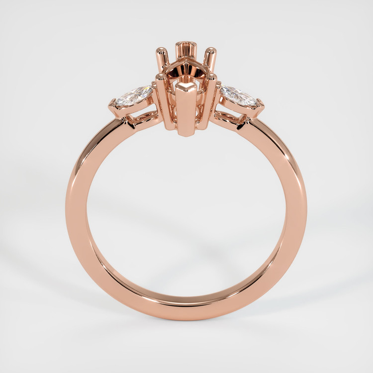 14K Rose Gold Three Stone Ring Setting