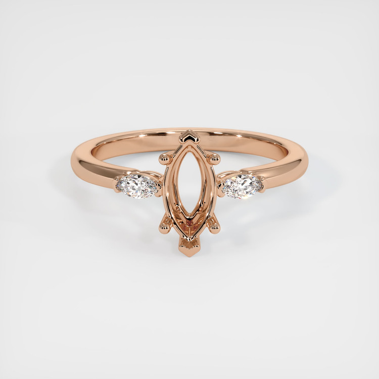 18K Rose Gold Three Stone Ring Setting