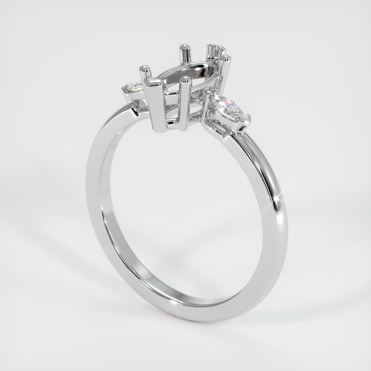 14K White Gold Three Stone Ring Setting