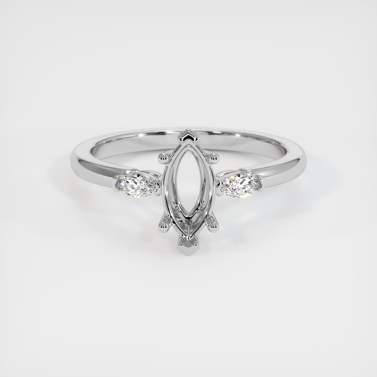 14K White Gold Three Stone Ring Setting