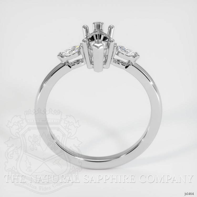 14K White Gold Three Stone Ring Setting