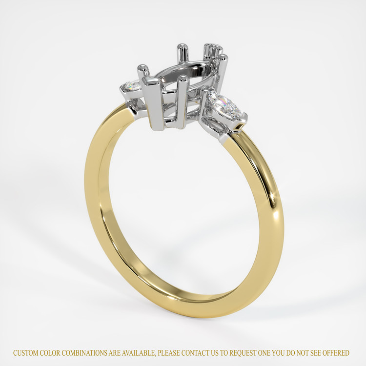 14K White & Yellow Three Stone Ring Setting