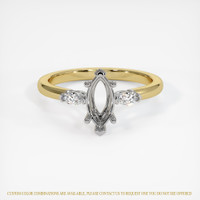 14K White & Yellow Three Stone Ring Setting Image