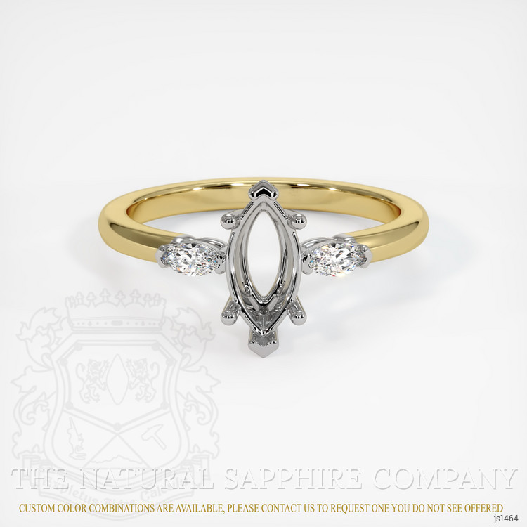14K White & Yellow Three Stone Ring Setting