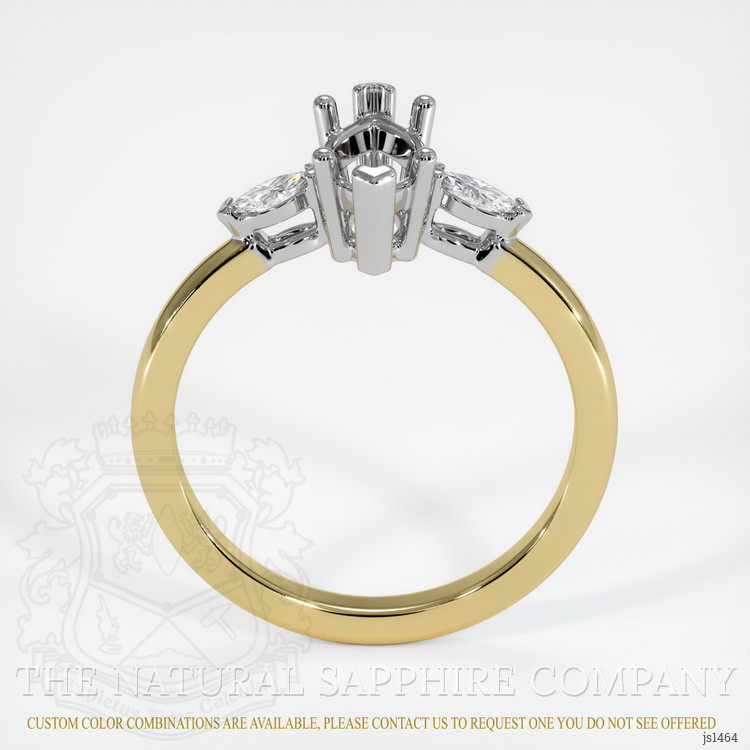 14K White & Yellow Three Stone Ring Setting