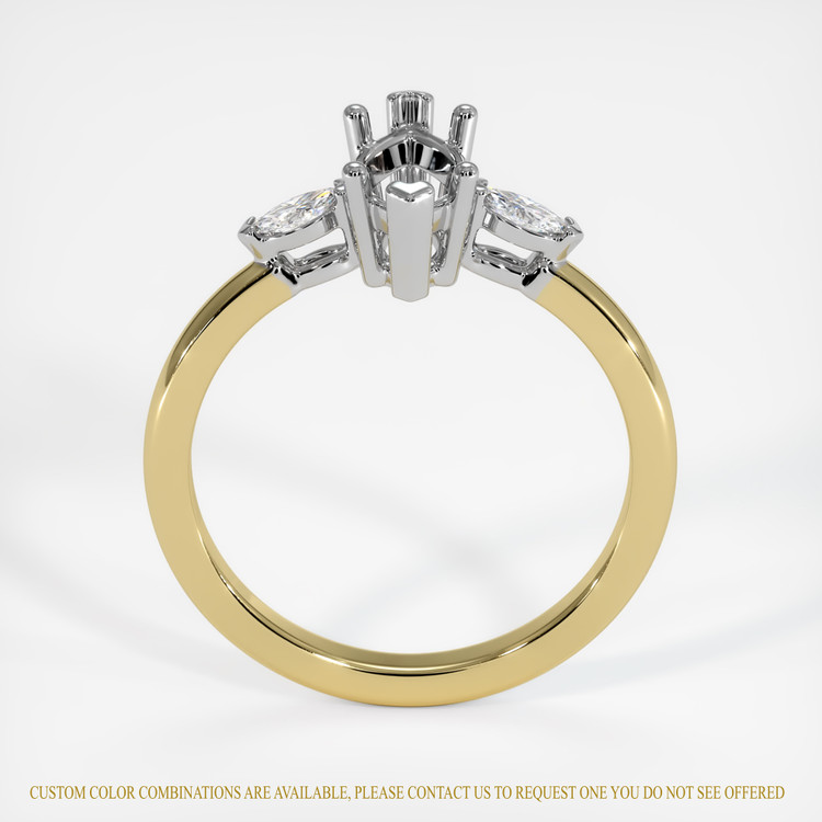 14K White & Yellow Three Stone Ring Setting