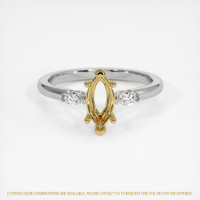 14K Yellow & White Three Stone Ring Setting Image