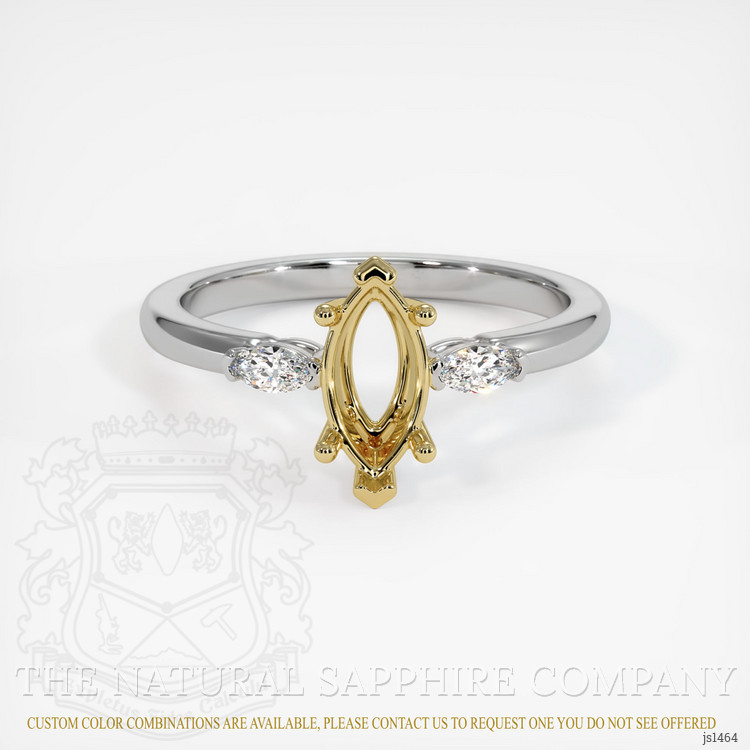 14K Yellow & White Three Stone Ring Setting