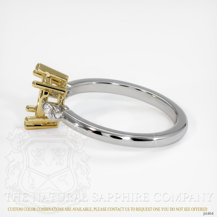 14K Yellow & White Three Stone Ring Setting