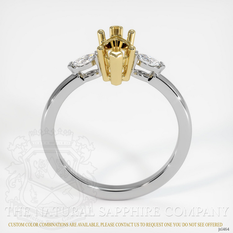 14K Yellow & White Three Stone Ring Setting