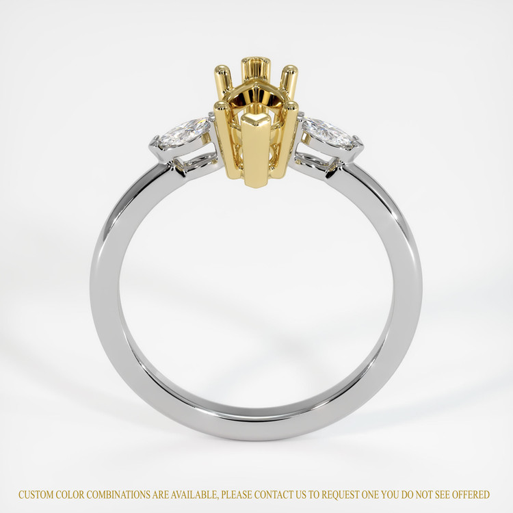 14K Yellow & White Three Stone Ring Setting
