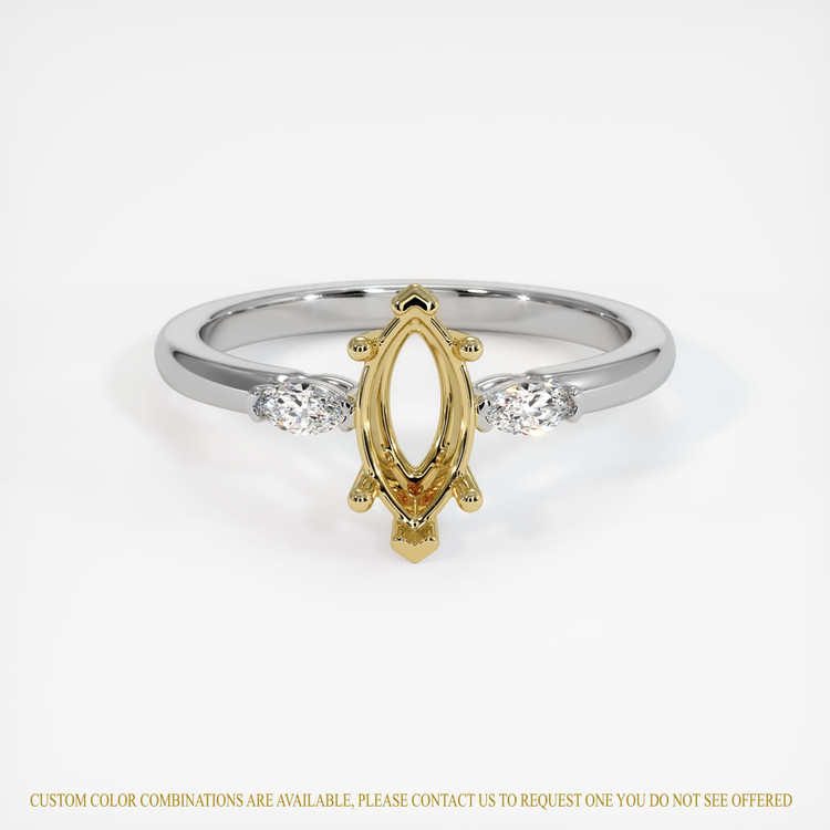 18K Yellow & White Three Stone Ring Setting