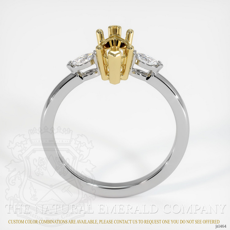 18K Yellow & White Three Stone Ring Setting